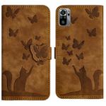 For Xiaomi Redmi Note 10 / 10S Butterfly Cat Embossing Flip Leather Phone Case(Brown)