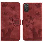 For Xiaomi Redmi Note 11/Note 12S 4G Global Butterfly Cat Embossing Flip Leather Phone Case(Red)
