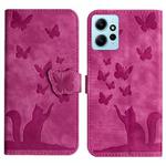 For Xiaomi Redmi Note 12 4G Global Butterfly Cat Embossing Flip Leather Phone Case(Pink)