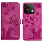 For Xiaomi Redmi Note 13 5G Butterfly Cat Embossing Flip Leather Phone Case(Pink)