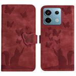 For Xiaomi Redmi Note 13 Pro 5G Butterfly Cat Embossing Flip Leather Phone Case(Red)