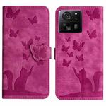 For Xiaomi 13T / 13T Pro 5G Butterfly Cat Embossing Flip Leather Phone Case(Pink)