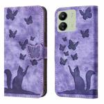 For Xiaomi Redmi 13C / POCO C65 Butterfly Cat Embossing Flip Leather Phone Case(Purple)