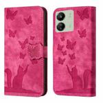 For Xiaomi Redmi 13C / POCO C65 Butterfly Cat Embossing Flip Leather Phone Case(Pink)