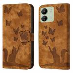 For Xiaomi Redmi 13C / POCO C65 Butterfly Cat Embossing Flip Leather Phone Case(Brown)