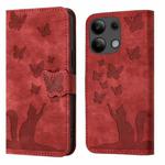 For Xiaomi Redmi Note 13 4G Butterfly Cat Embossing Flip Leather Phone Case(Red)