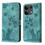 For Xiaomi Redmi Note 13 4G Butterfly Cat Embossing Flip Leather Phone Case(Wathet)