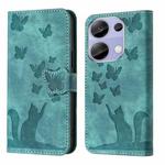 For Xiaomi Redmi Note 13 Pro 4G Butterfly Cat Embossing Flip Leather Phone Case(Wathet)