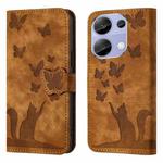 For Xiaomi Redmi Note 13 Pro 4G Butterfly Cat Embossing Flip Leather Phone Case(Brown)