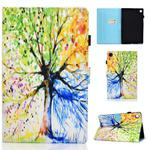 For Samsung Galaxy Tab A9 Colored Drawing Stitching Horizontal Flip Tablet Leather Case(Colorful Tree)
