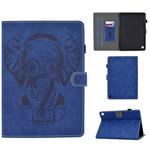 For Amazon Kindle Fire HD 8 2020 Embossed Elephant Pattern Horizontal Flip PU Leather Case with Holder & Card Slots & Sleep / Wake-up Function(Blue)