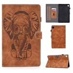 For Huawei MatePad T8 8.0 (2020) Embossed Elephant Pattern Horizontal Flip PU Leather Case with Holder & Card Slots(Brown)