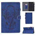 For Huawei MatePad T8 8.0 (2020) Embossed Elephant Pattern Horizontal Flip PU Leather Case with Holder & Card Slots(Blue)