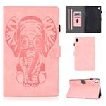 For Lenovo Tab M10 Plus Embossed Elephant Pattern Horizontal Flip PU Leather Case with Holder & Card Slots & Sleep / Wake-up Function(Pink)