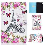 For Samsung Galaxy Tab A9 Colored Drawing Smart Leather Tablet Case(Flower Tower)