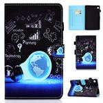 For Samsung Galaxy Tab A9 Colored Drawing Stitching Horizontal Flip Leather Tablet Case with Card Slots(Lamp Bulb)