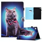 For Samsung Galaxy Tab A9 Colored Drawing Smart Leather Tablet Case(Bow Tie Cat)