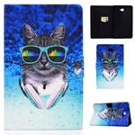 For Samsung Galaxy Tab A 10.1 (2016) T580 Electric Pressed TPU Colored Drawing Horizontal Flip Leather Case with Holder & Card Slots & Anti-slip Strip & Sleep / Wake-up Function(Headphone Cat)