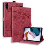 For Xiaomi Redmi Pad 10.61 2022 Cartoon Sakura Cat Embossed Leather Tablet Case(Red)