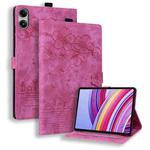 For Xiaomi Redmi Pad SE 11 2025 Cartoon Sakura Cat Embossed Leather Tablet Case(Rose Red)