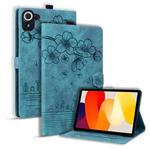 For Xiaomi Redmi Pad 8.8 2025 Cartoon Sakura Cat Embossed Leather Tablet Case(Green)
