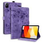 For Xiaomi Redmi Pad 8.8 2025 Cartoon Sakura Cat Embossed Leather Tablet Case(Purple)