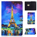 For Samsung Galaxy Tab A 10.1 (2019) T515/T510 Electric Pressed TPU Colored Drawing Horizontal Flip Leather Case with Holder & Card Slots & Anti-slip Strip(Eiffel Tower)