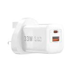 WIWU Wi-U008 33W USB + USB-C / Type-C Dual Ports GaN Travel Fast Charger, UK Plug(White)