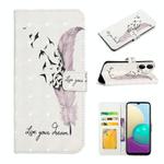 For Samsung Galaxy A04 Oil Embossed 3D Drawing Leather Phone Case(Feather)