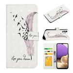 For Samsung Galaxy A32 4G Oil Embossed 3D Drawing Leather Phone Case(Feather)