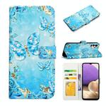For Samsung Galaxy A32 5G Oil Embossed 3D Drawing Leather Phone Case(Blue Butterflies)