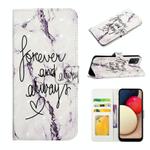 For Samsung Galaxy A02s EU Oil Embossed 3D Drawing Leather Phone Case(Words Marble)