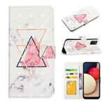 For Samsung Galaxy A02s EU Oil Embossed 3D Drawing Leather Phone Case(Triangular Marble)