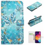 For Samsung Galaxy A70 Oil Embossed 3D Drawing Leather Phone Case(Blue Butterflies)