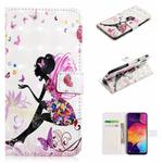 For Samsung Galaxy M20 Oil Embossed 3D Drawing Leather Phone Case(Flower Fairy)