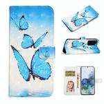 For Samsung Galaxy S20 Oil Embossed 3D Drawing Leather Phone Case(3 Butterflies)