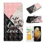 For Samsung Galaxy S21 Ultra 5G Oil Embossed 3D Drawing Leather Phone Case(Stitching Marble)