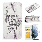 For Samsung Galaxy S22 5G Oil Embossed 3D Drawing Leather Phone Case(Words Marble)