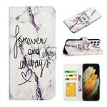 For Samsung Galaxy S22 Ultra 5G Oil Embossed 3D Drawing Leather Phone Case(Words Marble)