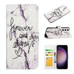 For Samsung Galaxy S23 5G Oil Embossed 3D Drawing Leather Phone Case(Words Marble)