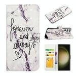 For Samsung Galaxy S23 Ultra 5G Oil Embossed 3D Drawing Leather Phone Case(Words Marble)