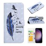 For Samsung Galaxy S23 FE 5G Oil Embossed 3D Drawing Leather Phone Case(Blue Feather)