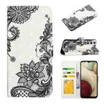 For Samsung Galaxy A05s Oil Embossed 3D Drawing Leather Phone Case(Lace Flower)