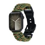 For Apple Watch SE 2023 44mm Paracord Plain Braided Webbing Buckle Watch Band(Army Green Orange)