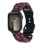 For Apple Watch SE 2023 40mm Paracord Plain Braided Webbing Buckle Watch Band(Black Red)