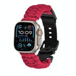 For Apple Watch Ultra 2 49mm Paracord Plain Braided Webbing Buckle Watch Band(Red)
