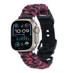 For Apple Watch Ultra 2 49mm Paracord Plain Braided Webbing Buckle Watch Band(Black Red)