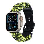 For Apple Watch Ultra 2 49mm Paracord Plain Braided Webbing Buckle Watch Band(Black Yellow)