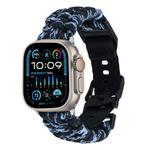 For Apple Watch Ultra 2 49mm Paracord Plain Braided Webbing Buckle Watch Band(Black Blue)