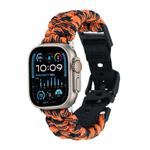 For Apple Watch Ultra 2 49mm Paracord Plain Braided Webbing Buckle Watch Band(Black Orange)